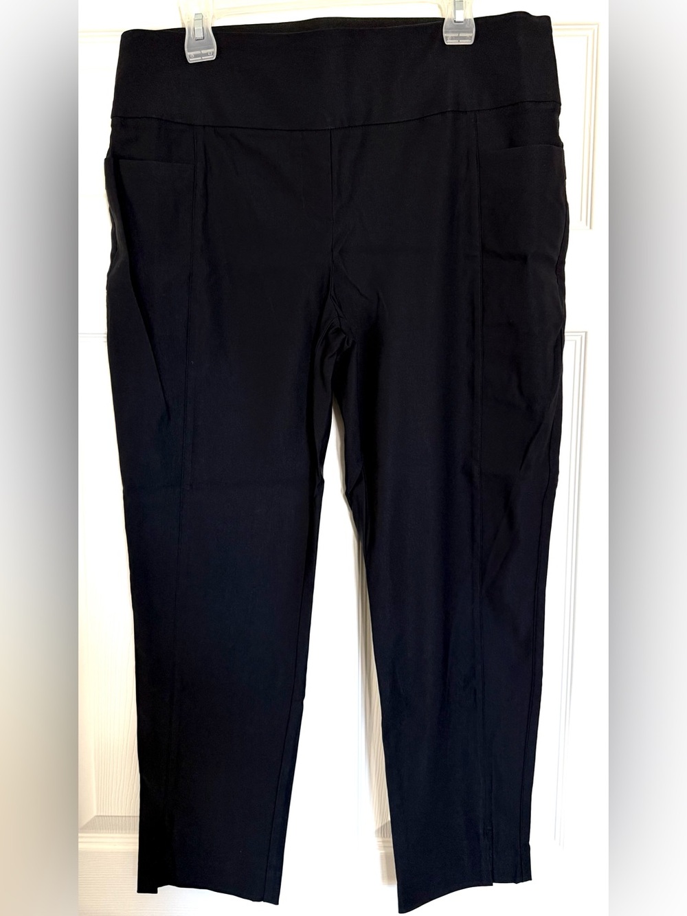 NWOT Apt 9 Torie Modern Fit Crop Pants Black Pull On Strech Career Pants large